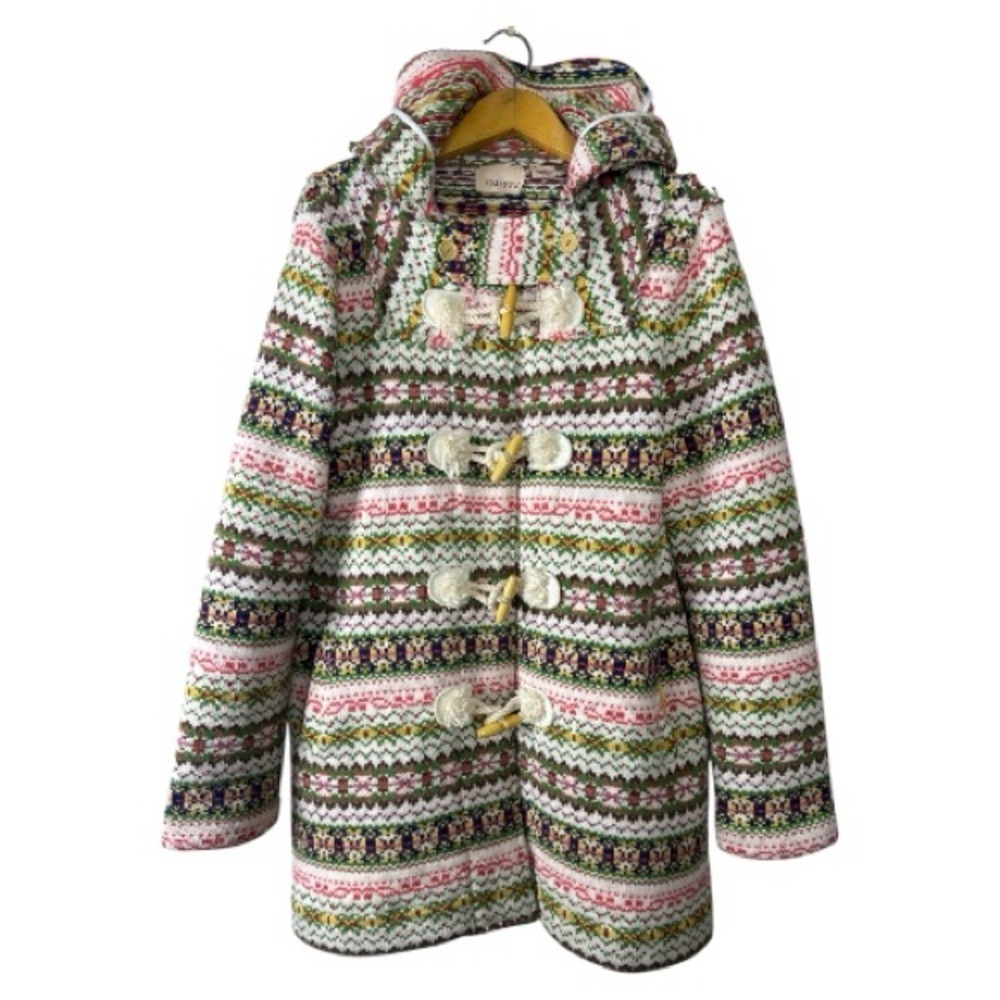 Anthropologie Sparrow Ice Fishing Fair Isle Sweater Coat 100% Lambswool Large